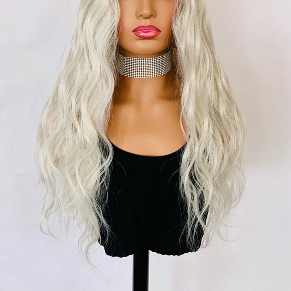 Very Pretty 24” Platinum Blonde 13x2.5 Lace Front Premium Fiber Wig - Picture 2 of 16